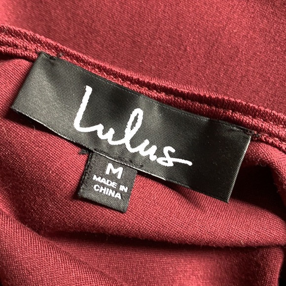 Lulu’s Cumulonimbus Clouds Burgundy Red Scallop Dress Sz M - Picture 8 of 10